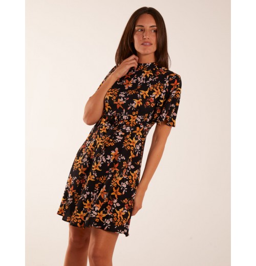 High Neck Angel Sleeve Floral Dress High Neck Angel Sleeve Floral Dress