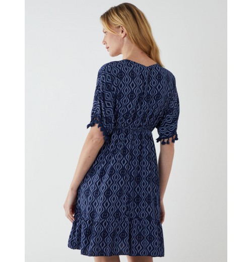 Aztec Printed Tassel V Neck Mini Dress Aztec Printed Tassel V Neck Mini Dress