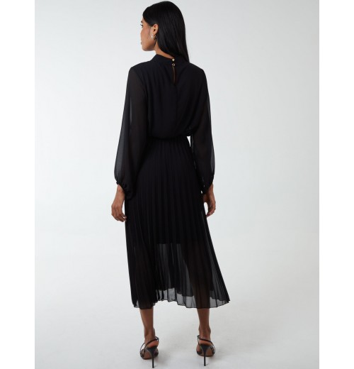 High Neck Pleated Midi Dress High Neck Pleated Midi Dress