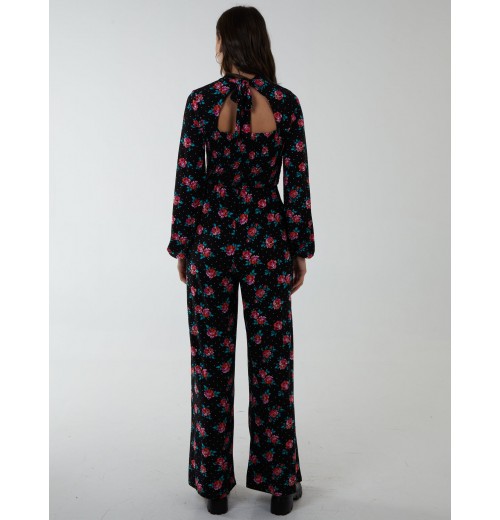High Neck Tie Back Wide Leg Jumpsuit High Neck Tie Back Wide Leg Jumpsuit