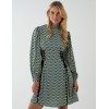 Geometric Print Lace Side Waist High Neck Dress Geometric Print Lace Side Waist High Neck Dress
