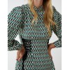 Geometric Print Lace Side Waist High Neck Dress Geometric Print Lace Side Waist High Neck Dress