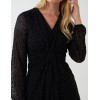 Leopard Print Flocked Knot Front Angel Sleeve Dress Leopard Print Flocked Knot Front Angel Sleeve Dress