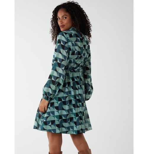 Geometric Print Blouson Dress Geometric Print Blouson Dress