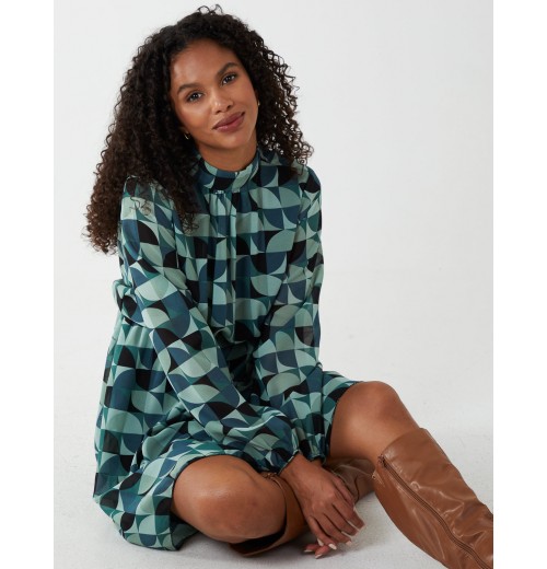 Geometric Print Blouson Dress Geometric Print Blouson Dress