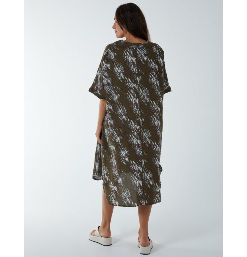 Printed Collar Tunic Dress Printed Collar Tunic Dress