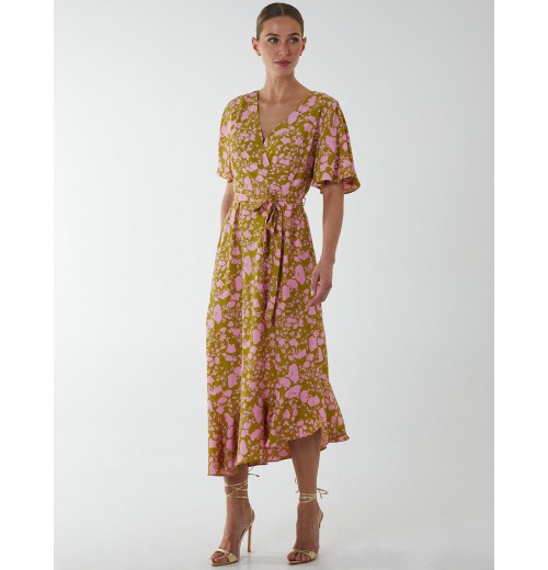Ruffle Wrap Midi Dress Ruffle Wrap Midi Dress