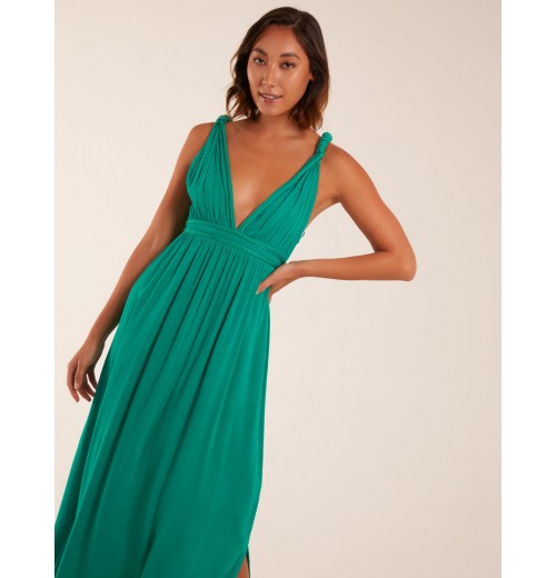 Rope Detail Plunge V-Neck Split Hem Maxi Dress Rope Detail Plunge V-Neck Split Hem Maxi Dress