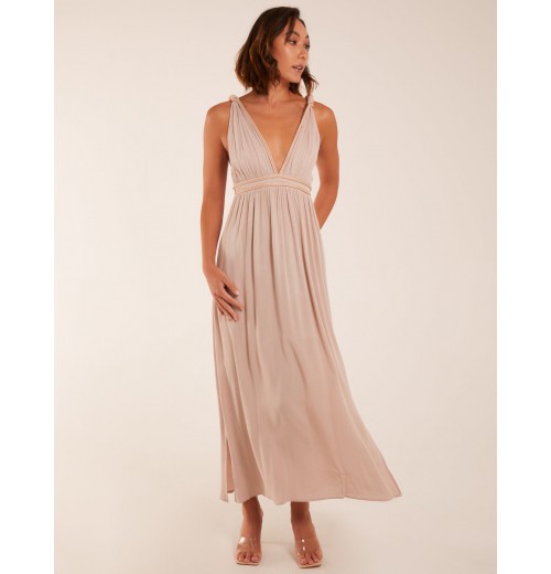 Rope Detail Plunge V-Neck Split Hem Maxi Dress Rope Detail Plunge V-Neck Split Hem Maxi Dress