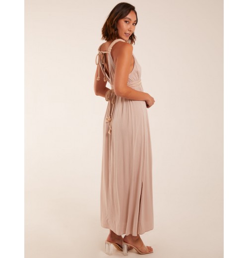 Rope Detail Plunge V-Neck Split Hem Maxi Dress Rope Detail Plunge V-Neck Split Hem Maxi Dress