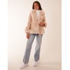 Faux Fur PU Coat With Belt Faux Fur PU Coat With Belt