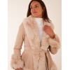 Faux Fur PU Coat With Belt Faux Fur PU Coat With Belt