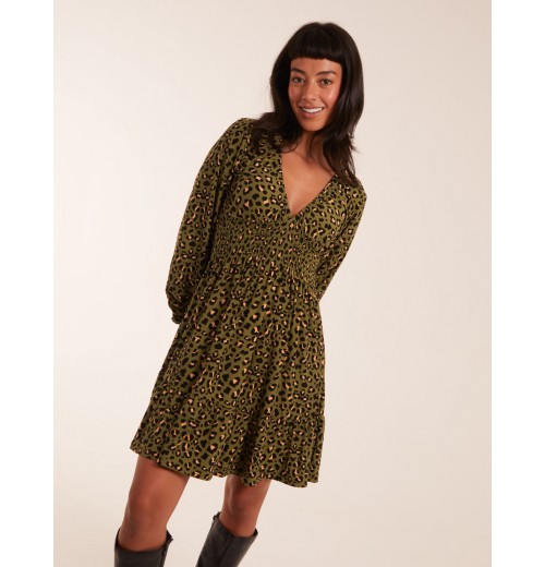 Shirring Elastic Sleeve Tier Mini Dress Shirring Elastic Sleeve Tier Mini Dress