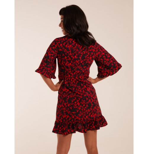 Floral Frill Hem Swing Mini Dress Floral Frill Hem Swing Mini Dress