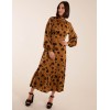 High Neck Midi Dress With Tiered Skirt and Puff Long Sleeve High Neck Midi Dress With Tiered Skirt and Puff Long Sleeve
