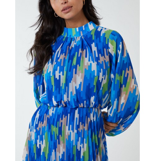 Tetris High Neck Pleated Dress Tetris High Neck Pleated Dress