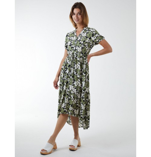 Asymmetric Hem Notch Collar Dress Asymmetric Hem Notch Collar Dress