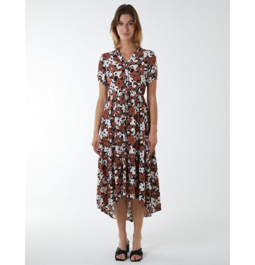 Asymmetric Hem Notch Collar Dress Asymmetric Hem Notch Collar Dress
