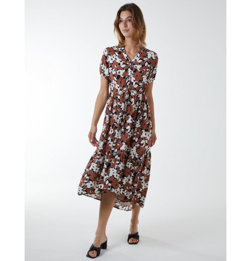 Asymmetric Hem Notch Collar Dress Asymmetric Hem Notch Collar Dress