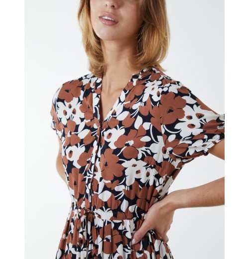 Asymmetric Hem Notch Collar Dress Asymmetric Hem Notch Collar Dress