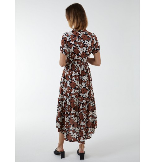 Asymmetric Hem Notch Collar Dress Asymmetric Hem Notch Collar Dress