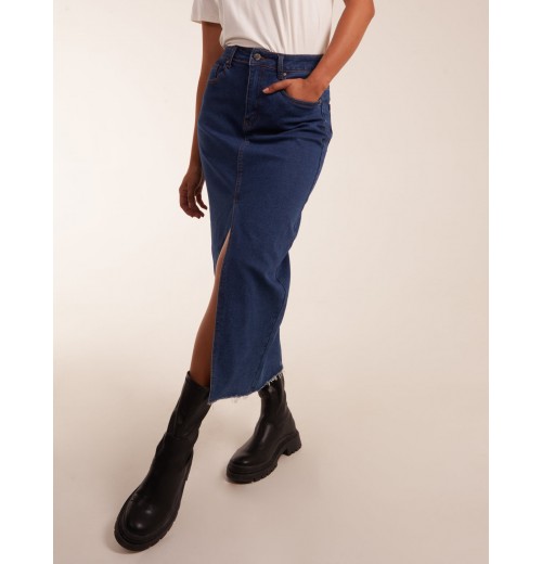 High Rise Denim Midi Skirt High Rise Denim Midi Skirt