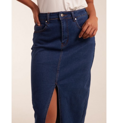 High Rise Denim Midi Skirt High Rise Denim Midi Skirt