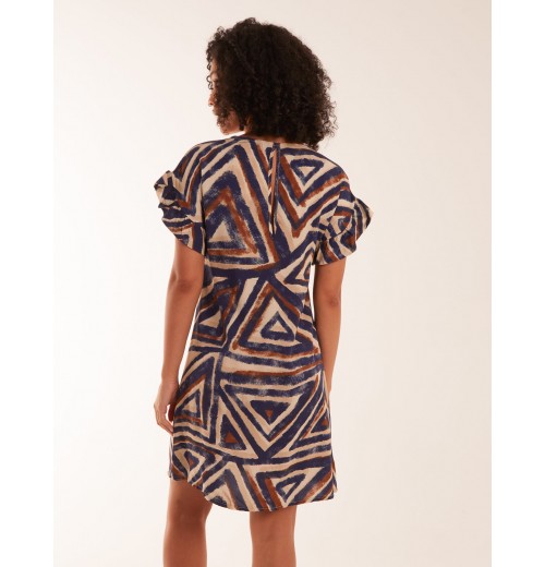 Aztec Printed Frill Sleeve Dress Aztec Printed Frill Sleeve Dress