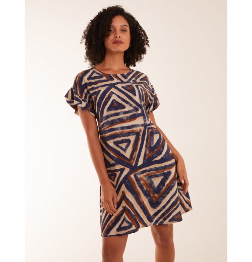 Aztec Printed Frill Sleeve Dress Aztec Printed Frill Sleeve Dress