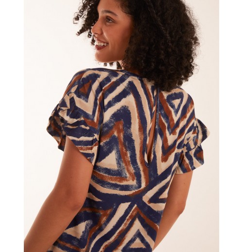 Aztec Printed Frill Sleeve Dress Aztec Printed Frill Sleeve Dress