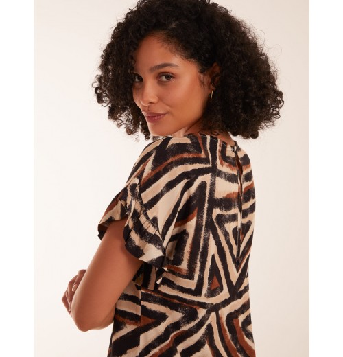 Aztec Printed Frill Sleeve Dress Aztec Printed Frill Sleeve Dress