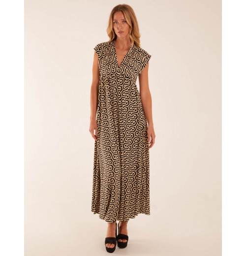 Geometric Print Double V-Neck Sleeveless Maxi Dress Geometric Print Double V-Neck Sleeveless Maxi Dress