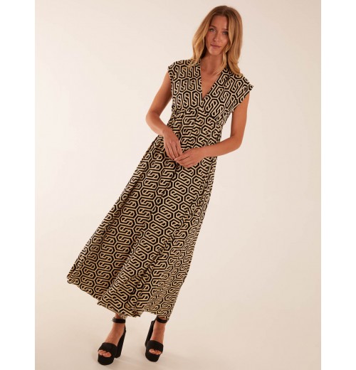 Geometric Print Double V-Neck Sleeveless Maxi Dress Geometric Print Double V-Neck Sleeveless Maxi Dress