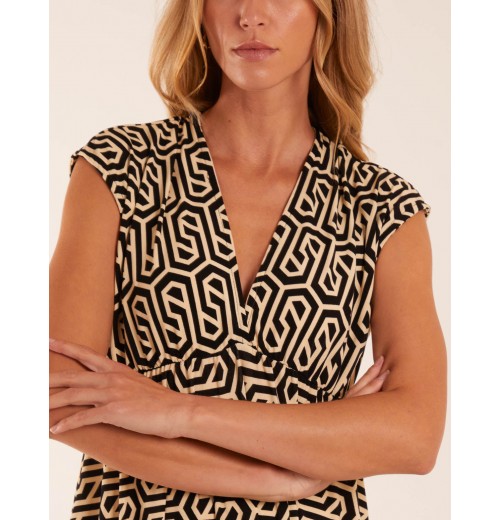 Geometric Print Double V-Neck Sleeveless Maxi Dress Geometric Print Double V-Neck Sleeveless Maxi Dress