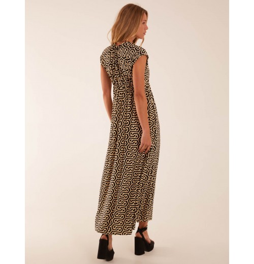 Geometric Print Double V-Neck Sleeveless Maxi Dress Geometric Print Double V-Neck Sleeveless Maxi Dress