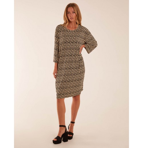 Geometric Print Mono Pocket Midi Dress Geometric Print Mono Pocket Midi Dress