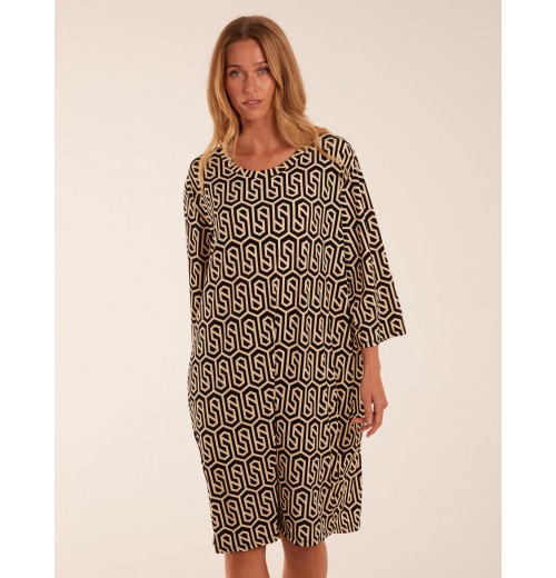 Geometric Print Mono Pocket Midi Dress Geometric Print Mono Pocket Midi Dress