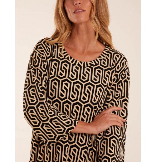 Geometric Print Mono Pocket Midi Dress Geometric Print Mono Pocket Midi Dress