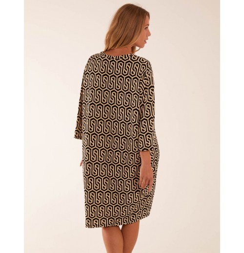 Geometric Print Mono Pocket Midi Dress Geometric Print Mono Pocket Midi Dress