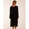 Wrap Front Pleated Sleeve Midi Dress Wrap Front Pleated Sleeve Midi Dress