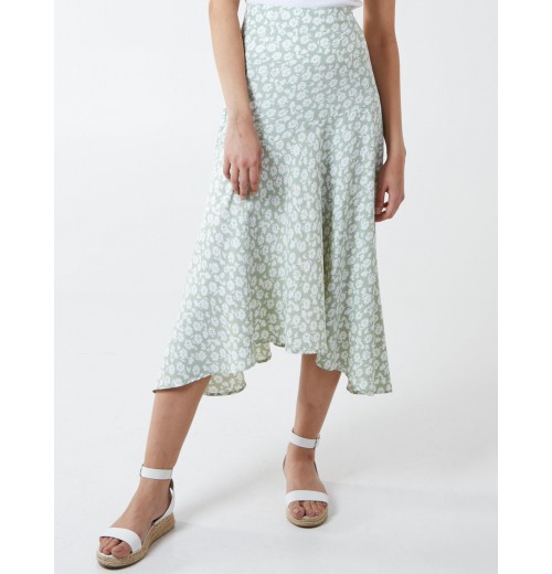 Floral Print Asymmetric Midi Skirt Floral Print Asymmetric Midi Skirt