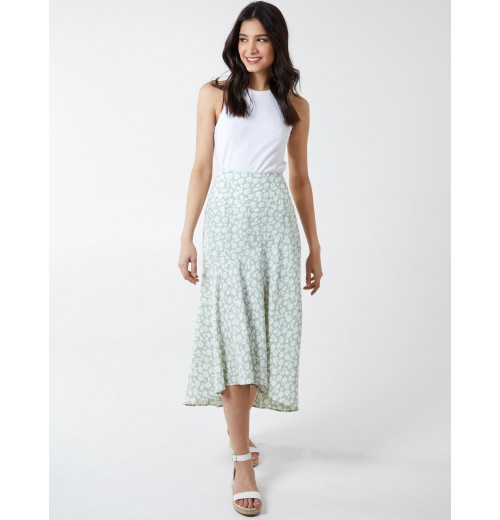 Floral Print Asymmetric Midi Skirt Floral Print Asymmetric Midi Skirt