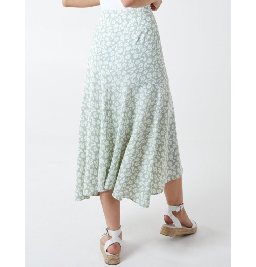 Floral Print Asymmetric Midi Skirt Floral Print Asymmetric Midi Skirt