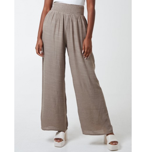 Shirring Waist Wide Leg Trousers Shirring Waist Wide Leg Trousers