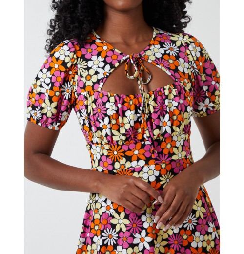 Tie Neck Fit And Flare Dress Tie Neck Fit And Flare Dress