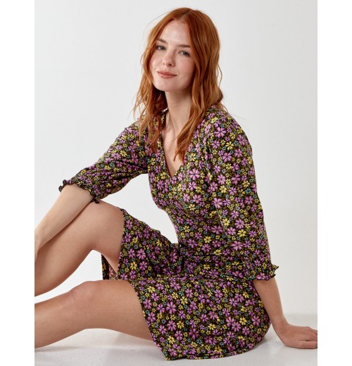 V Front Asymmetric Tier Mini Dress V Front Asymmetric Tier Mini Dress