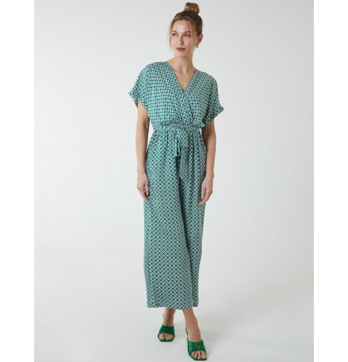 Geometric Gold Detail Cross Over Jumpsuit Geometric Gold Detail Cross Over Jumpsuit