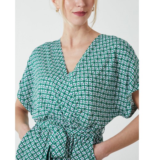Geometric Gold Detail Cross Over Jumpsuit Geometric Gold Detail Cross Over Jumpsuit
