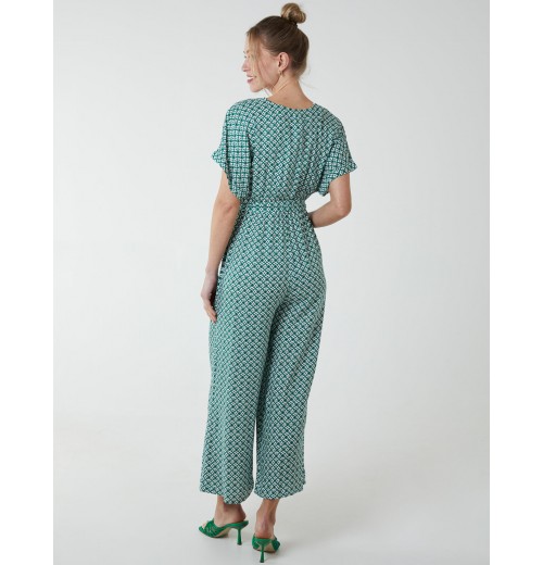 Geometric Gold Detail Cross Over Jumpsuit Geometric Gold Detail Cross Over Jumpsuit