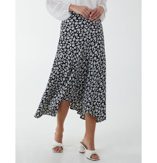 Floral Print Asymmetric Midi Skirt Floral Print Asymmetric Midi Skirt